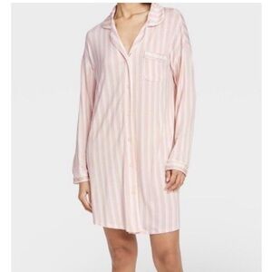 Stars Above Soft Nightshirt Pink White Striped